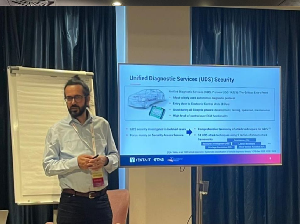 Ali Recai Yekta presents the paper at SECUREWAR 2025 in Barcelona.